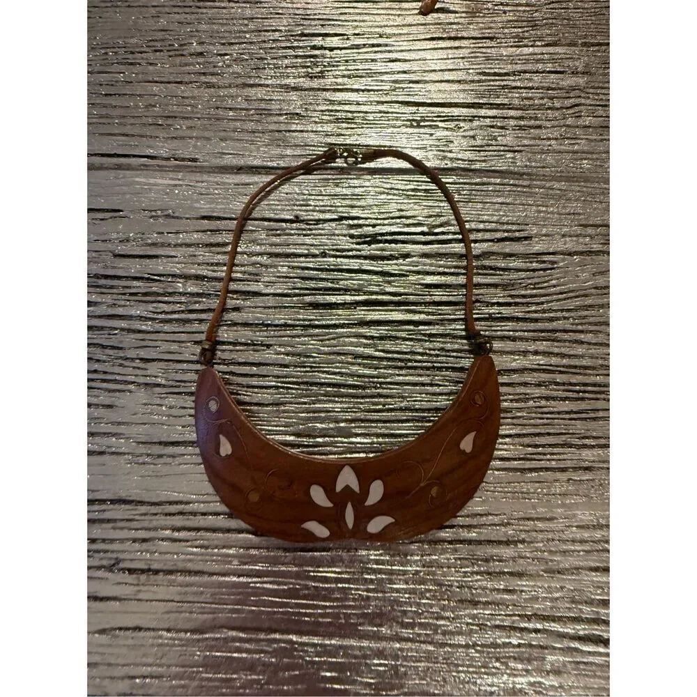 Hand Painted Wooden Collar Bib Necklace India